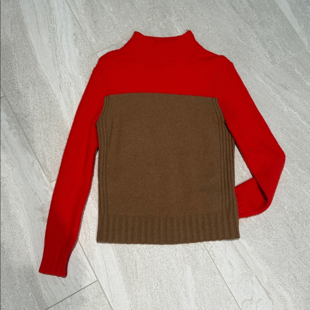 Red and Brown Turtleneck Sweater